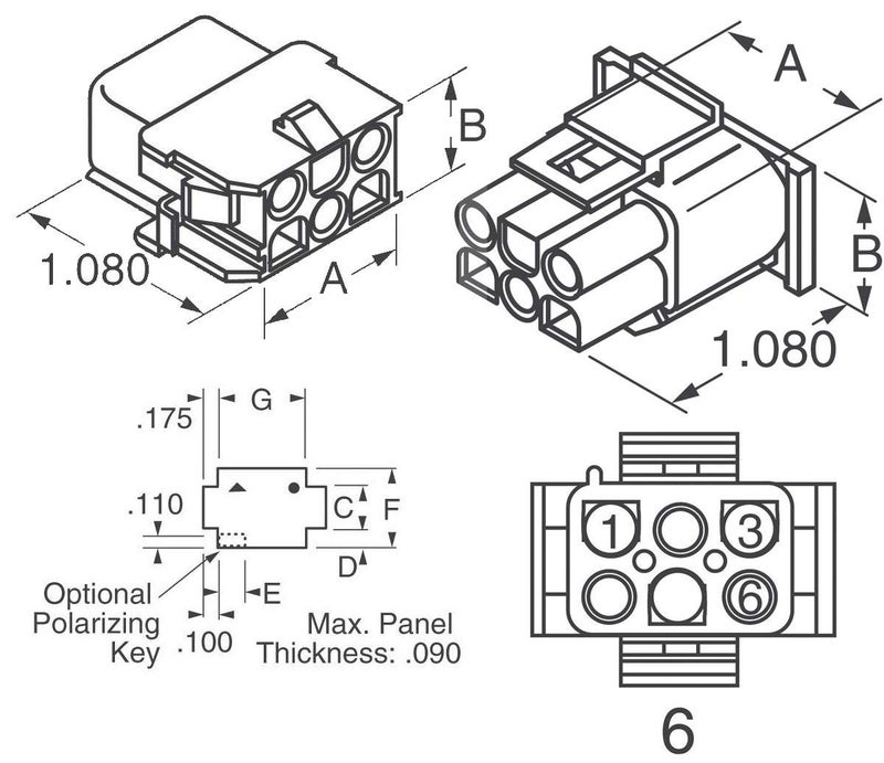 Molex -3 Complete Set - (6 Circuit) w/14-20 AWG, Wire Connector - 2.13mm D, Latch Lock, MLX™ - Image 5